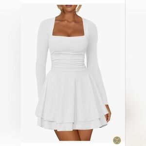 Kaximil Square Neck Rufle Hem Mini Dress #1026